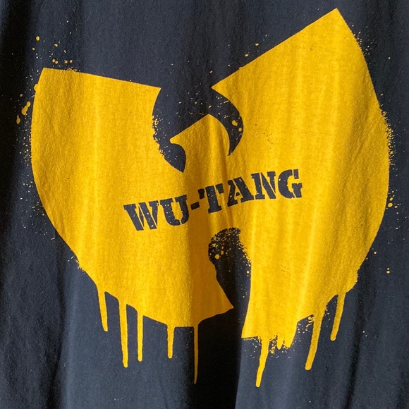 Wu Tang Clan Stencil Dripping Splatter Classic Logo Black T Shirt - Picture 2 of 4